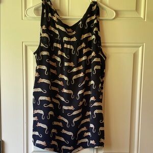 LOFT Black and Pink Leopard Print Top